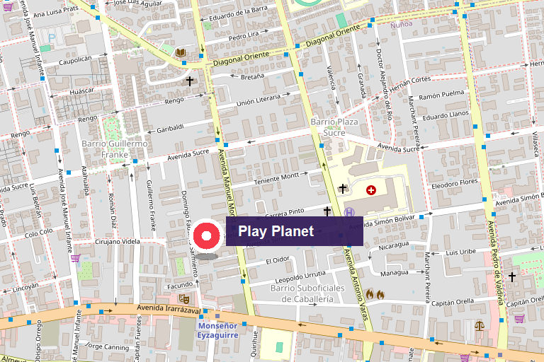 Mapa de Play Planet en Simon Bolivar 1929, Nunoa